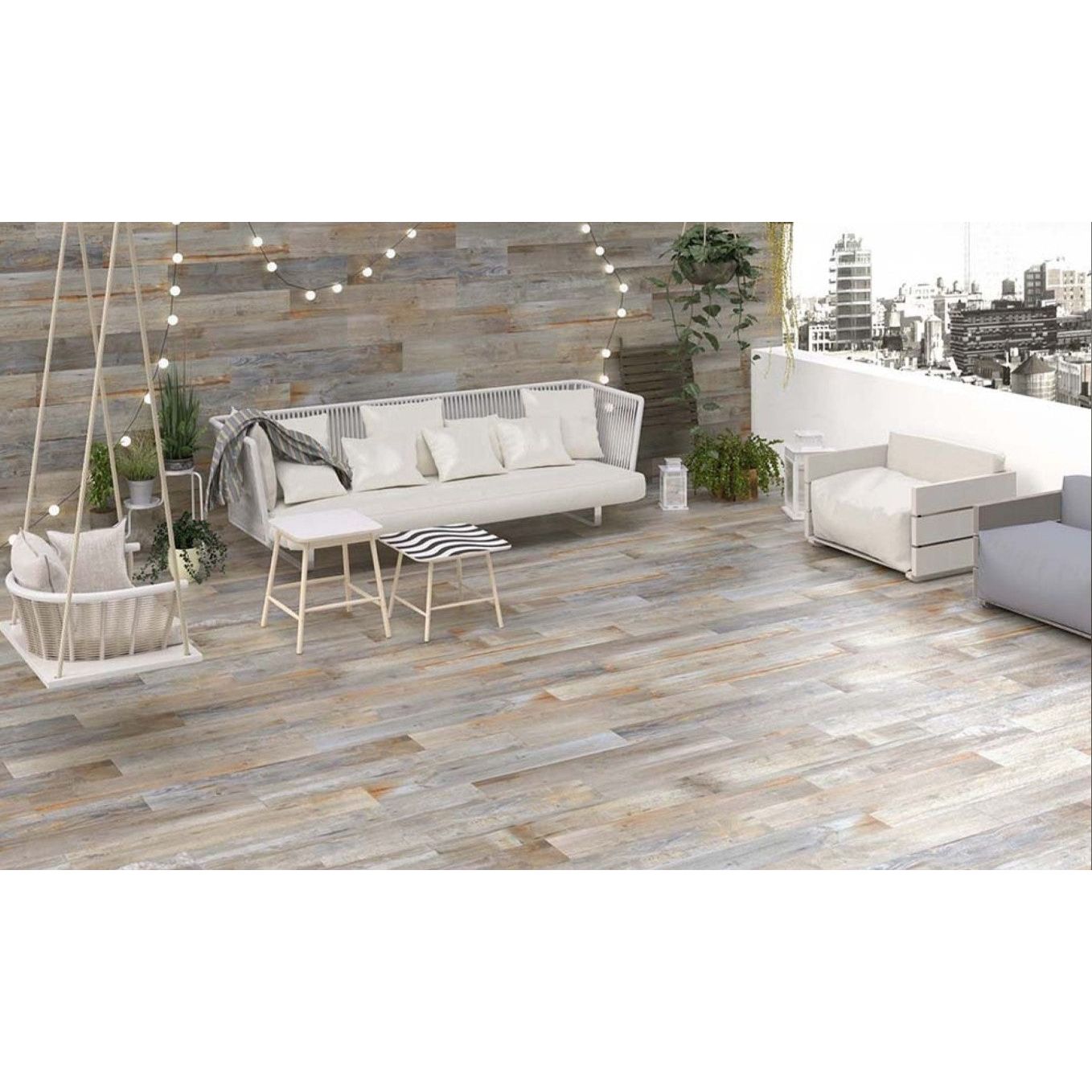 Hallie Multi-Coloured Wood Effect Matt Porcelain Tile - 200x1200mm