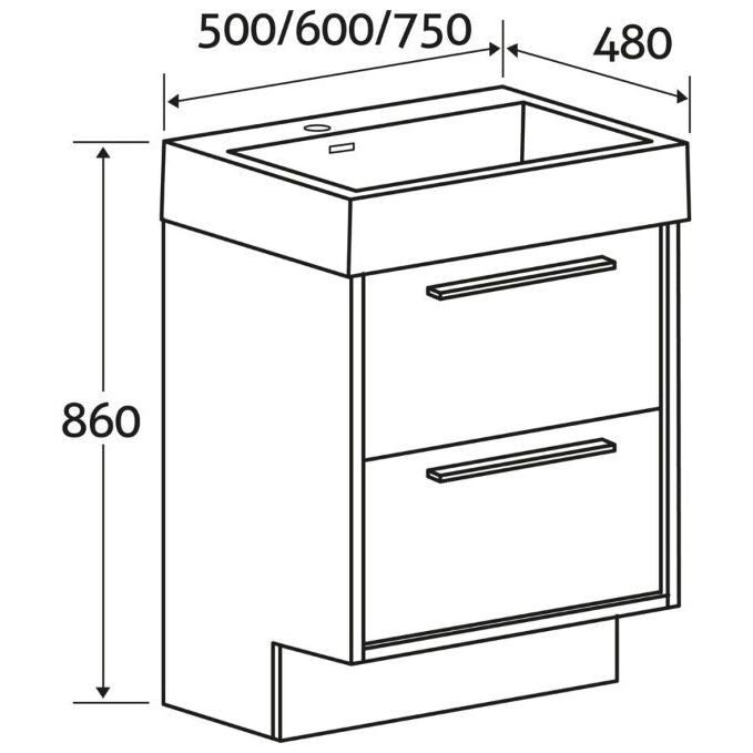 Hermoine 500mm Floor Standing Vanity Unit & Basin - Light Sawn Oak