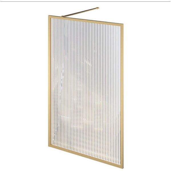 Hopper Brushed Gold Frame Bath Screen - Fluted Glass