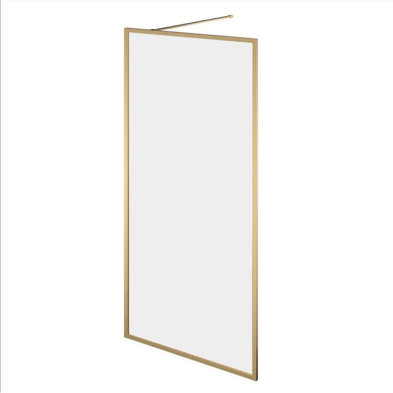 Hopper Brushed Gold Frame Shower Screen - Clear Glass 1080mm