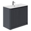 Jack 1000mm Ribbed Floorstanding Vanity Unit with Doors in Charcoal with Matt White Basin N23