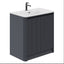 Jack 800mm Ribbed Floorstanding Vanity Unit with Doors in Charcoal with Matt White Basin N23