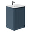 Jack 600mm Ribbed Floorstanding Vanity Unit with Doors in Blue with Matt White Basin N23