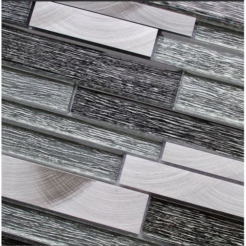 Leilani Metal Glass Silver Brick Mosaic – 300x300mm