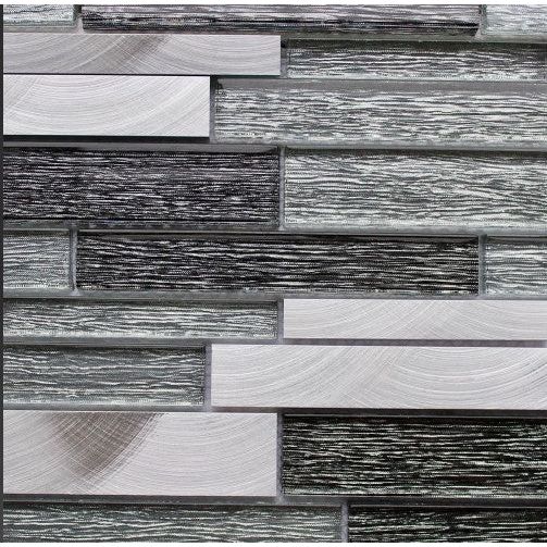 Leilani Metal Glass Silver Brick Mosaic – 300x300mm