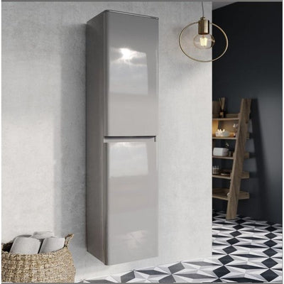 Nancy Light Grey Gloss Wall Mounted Tall Storage Unit