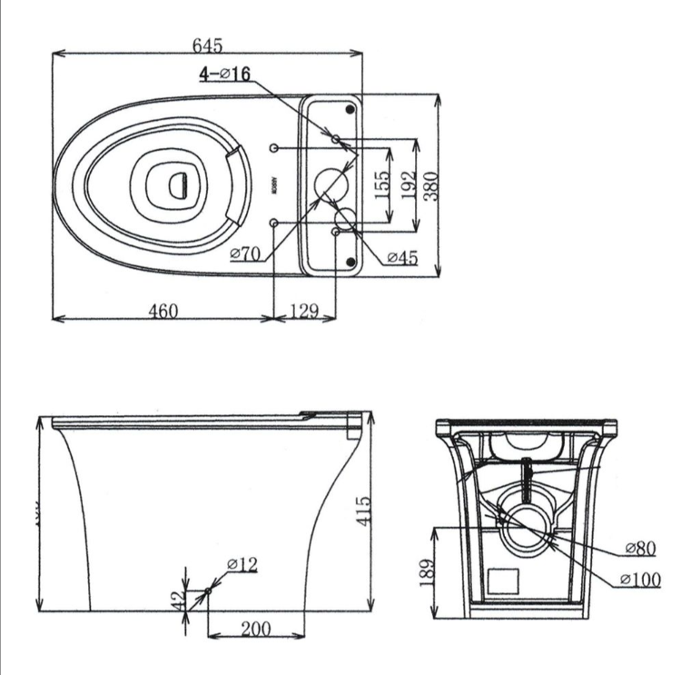 Lilly Rimless Close Coupled Toilet