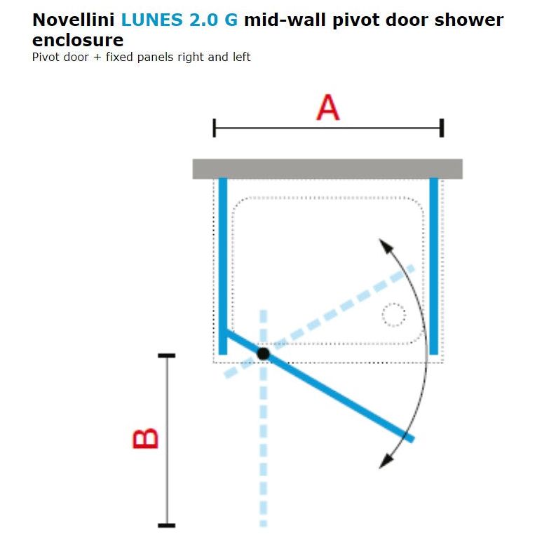 Novellini Lunes 2.0 G Pivot Shower Enclosure - Chrome