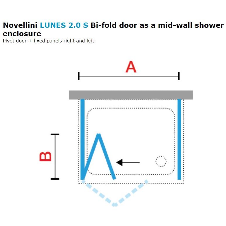 Novellini Lunes 2.0 S Folding Shower Door - Matt Silver