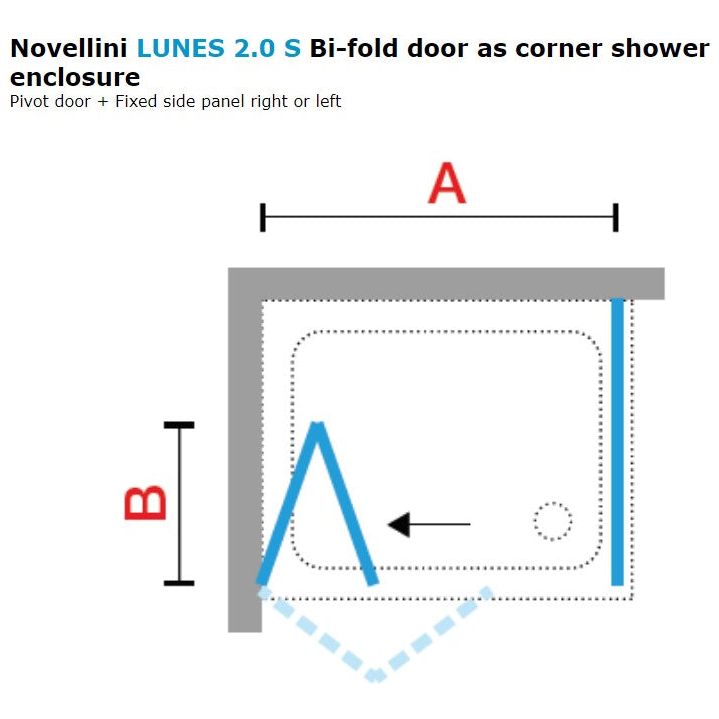 Novellini Lunes 2.0 S Folding Shower Door - Matt Silver