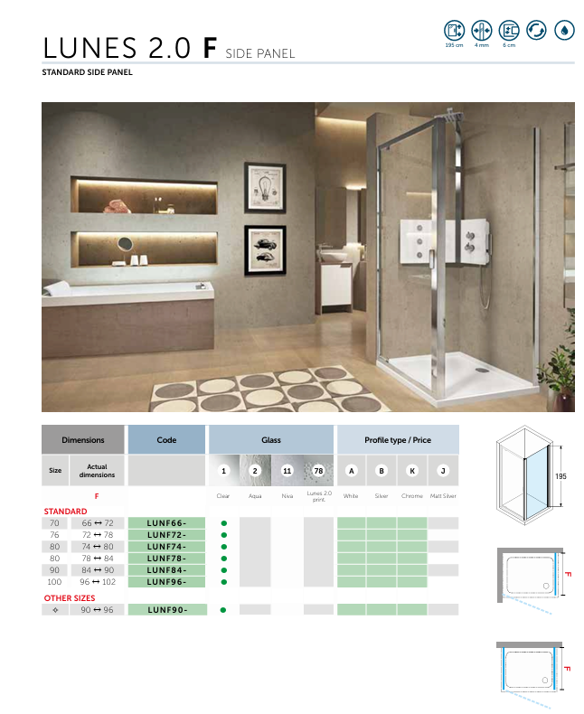 Novellini Lunes 2.0 Three Part Sliding Door - Chrome