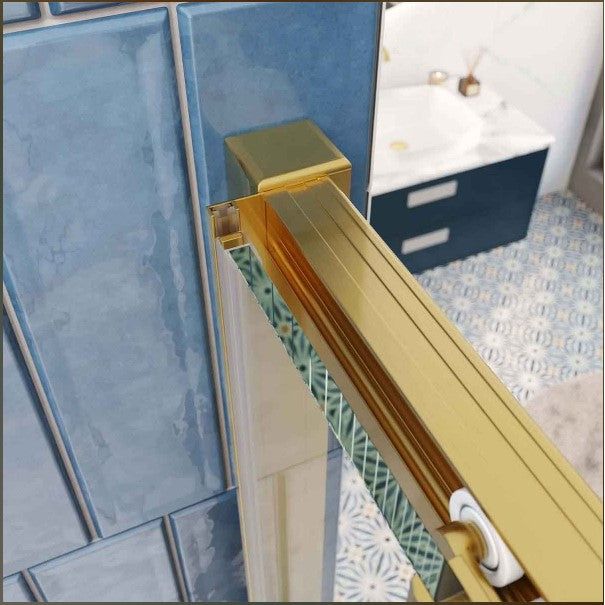 Murphy Brushed Gold Sliding Shower Door Quadrant - 1000x900mm