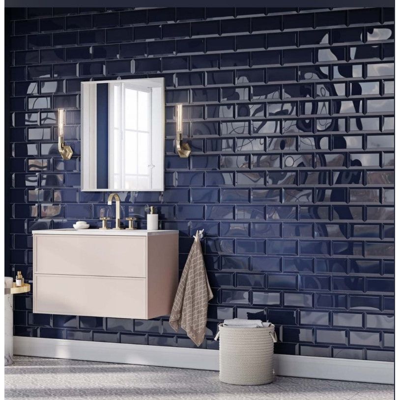 San Francisco Navy Ceramic Brick Tile - 100x200mm