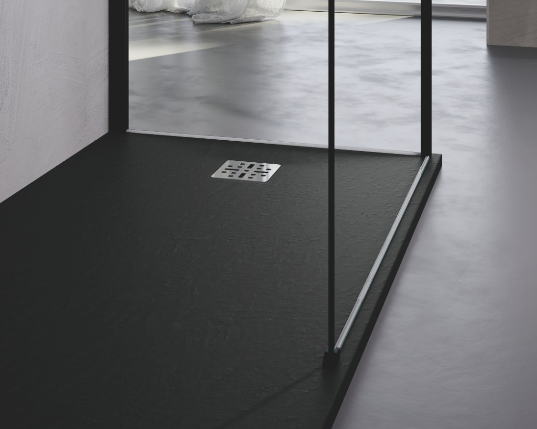 Novellini Novomatt Shower Tray 800x800x30mm - Anthracite Black Stone