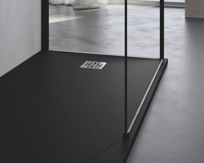 Novellini Novomatt Shower Tray 1200x1000x30mm - Anthracite Black Stone