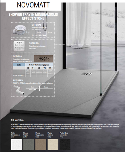 Novellini Novomatt Shower Tray 800x800x30mm - Cappuccino Stone