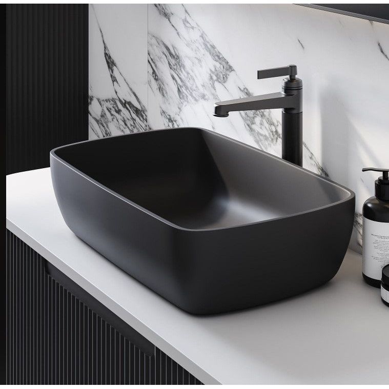 Oliver Countertop Stone Basin Matt Black N23