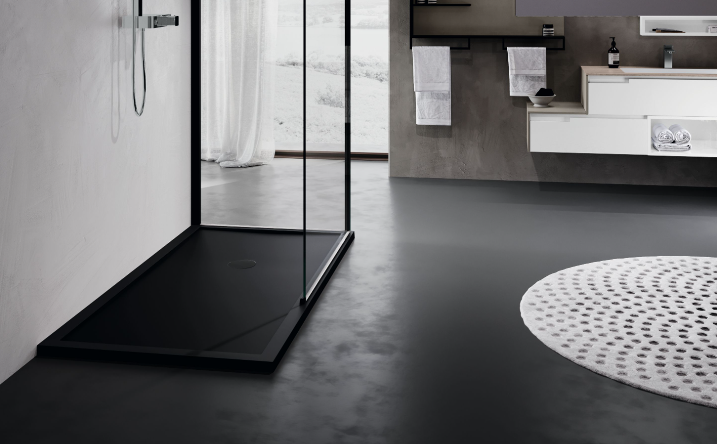 Novellini Olympic Plus Shower Tray 1700x750x45mm - Matt Black