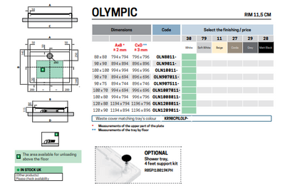 Novellini Olympic Square Shower Tray 1000x800x115mm - Corda