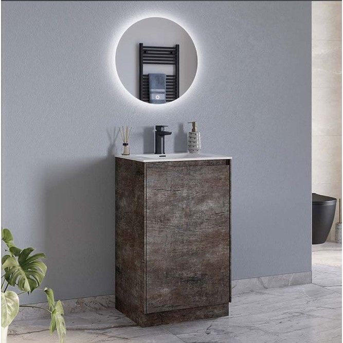 Oscar 500mm Floor Standing Vanity Unit Metallic & White Basin