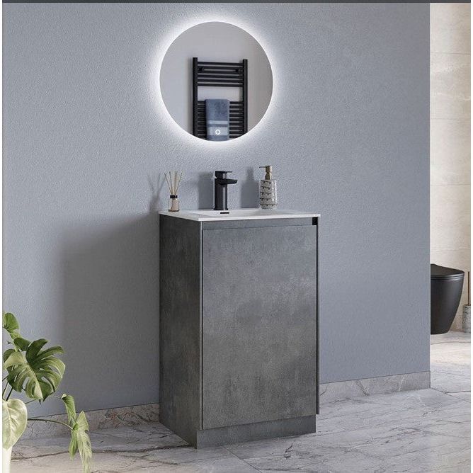 Oscar 500mm Floor Standing Vanity Unit Concrete & White Basin