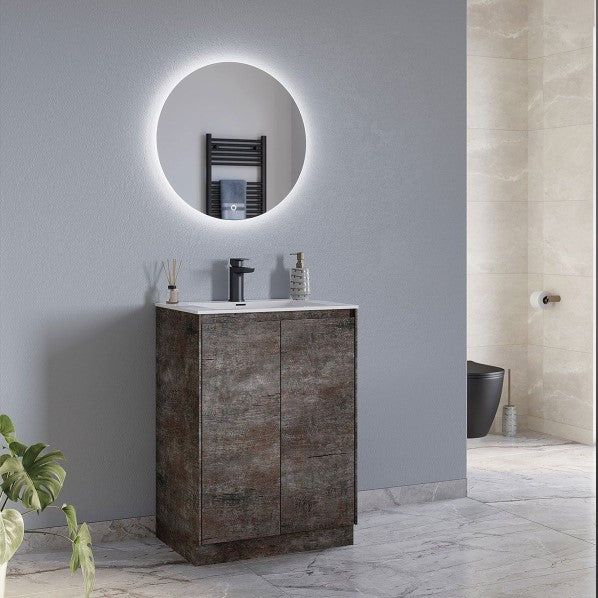 Oscar 600mm Floor Standing Vanity Unit Metallic & White Basin