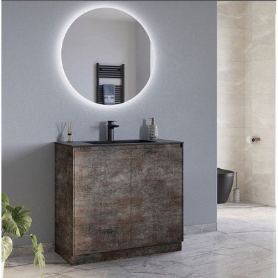 Oscar 900mm Floor Standing Vanity Unit Metallic & Black Basin