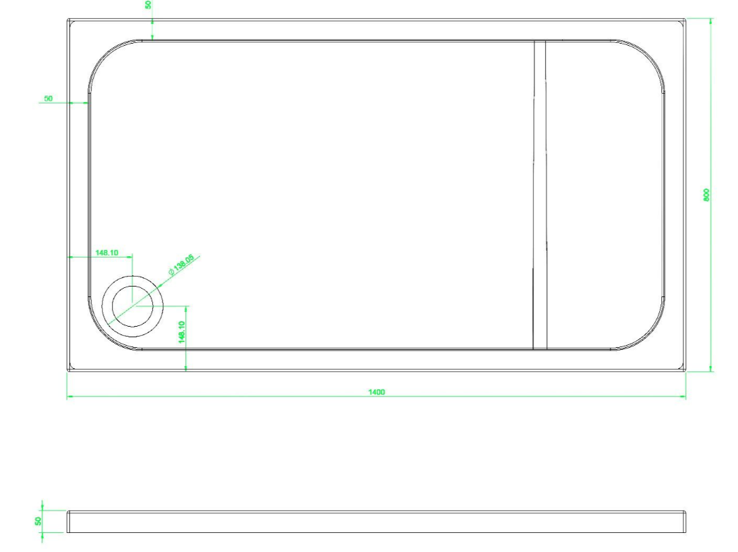 Paige Rectangle Low Profile Shower Tray - 1400mm x 800mm