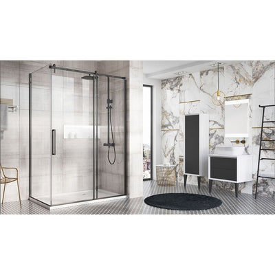 Raya 1200mm Black Sliding Shower Door