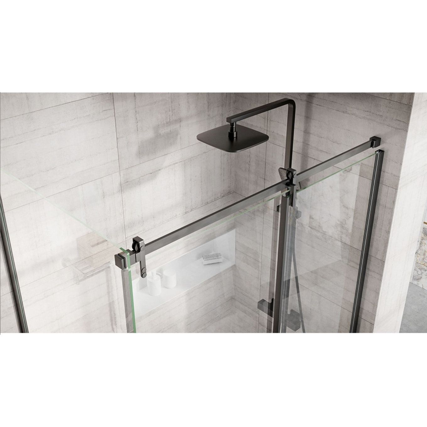 Raya 1400mm Black Sliding Shower Door