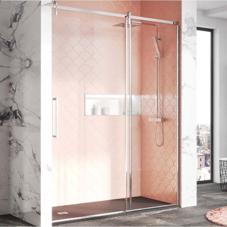 Raya 1400mm Chrome Sliding Shower Door