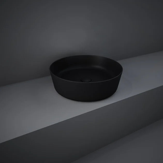 RAK Feeling Round Countertop Wash Basin 420mm Wide - Matt Black