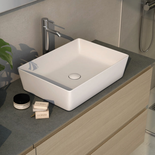 RAK Feeling Rectangular Countertop Wash Basin 500mm Wide - Matt White