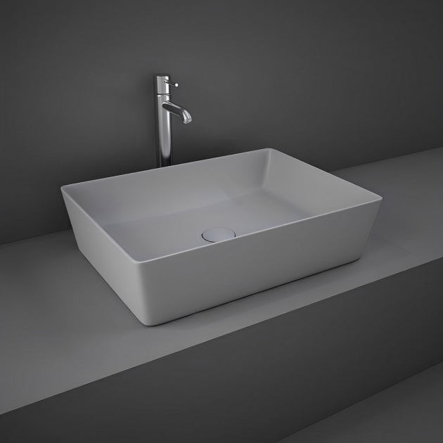 RAK Feeling Rectangular Countertop Wash Basin 500mm Wide - Matt Grey