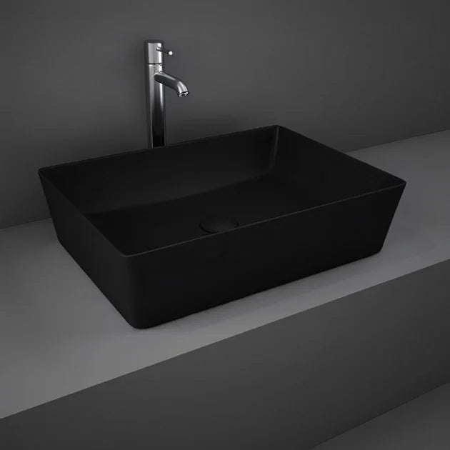 RAK Feeling Rectangular Countertop Wash Basin 500mm Wide - Matt Black