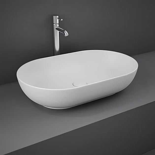 RAK Feeling Oval Countertop Wash Basin 550mm Wide - Matt White