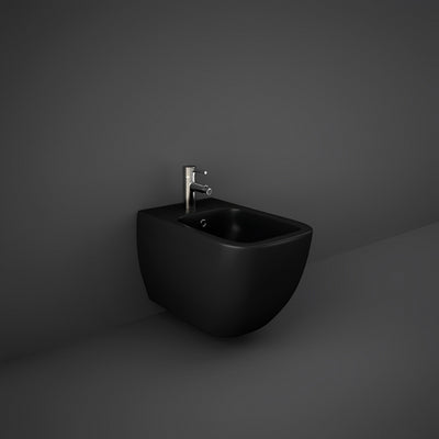 RAK Feeling Wall Hung Bidet 525mm Projection 1 Tap Hole - Matt Black