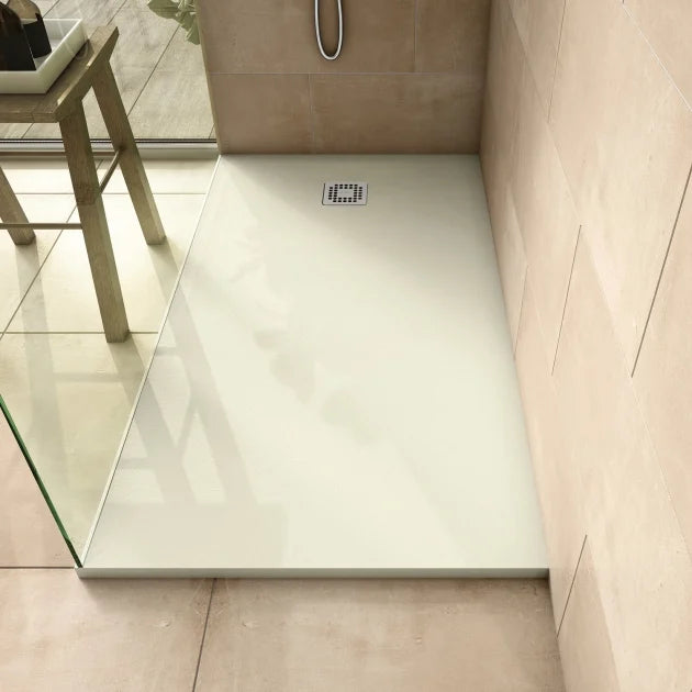 RAK Feeling Greige Stone Effect Rectangular Shower Tray 1200mm x 900mm