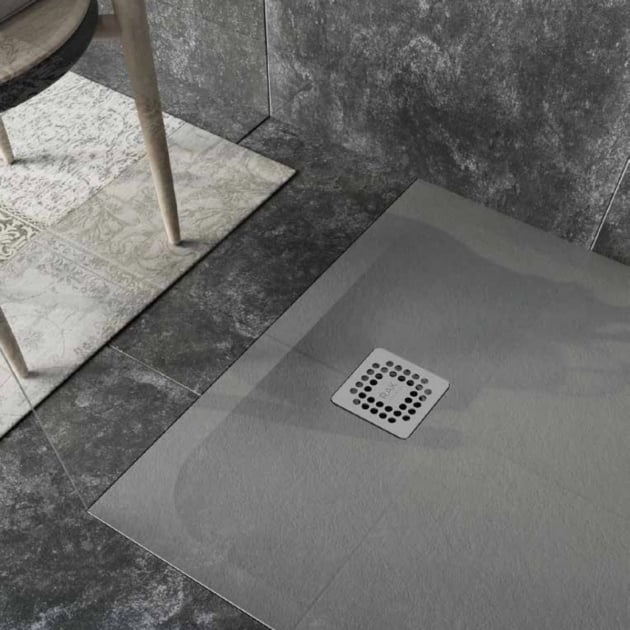 RAK Feeling Grey Stone Effect Rectangular Shower Tray 1200mm x 800mm