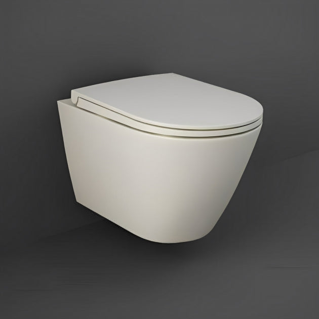 RAK Feeling Rimless Wall Hung Toilet with Soft Close Seat - Matt Greige