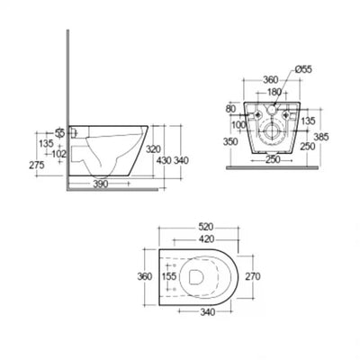 RAK Feeling Rimless Wall Hung Toilet with Soft Close Seat - Matt White