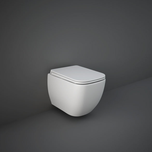 RAK Feeling Rimless Wall Hung Toilet Hidden Fixations with Soft Close Seat - Matt White