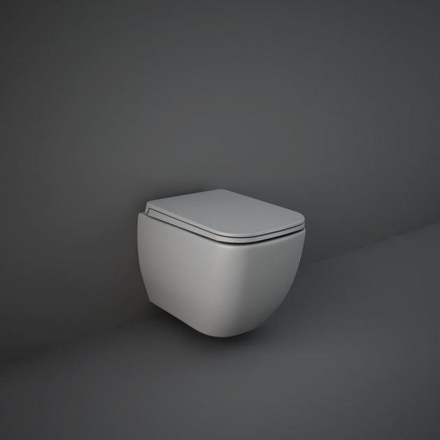 RAK Feeling Rimless Wall Hung Toilet Hidden Fixations with Soft Close Seat - Matt Grey