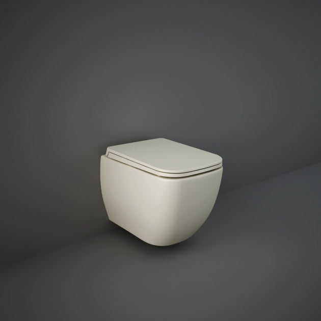 RAK Feeling Rimless Wall Hung Toilet Hidden Fixations with Soft Close Seat - Matt Greige