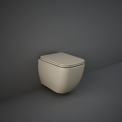 RAK Feeling Rimless Wall Hung Toilet Hidden Fixations with Soft Close Seat - Matt Cappuccino