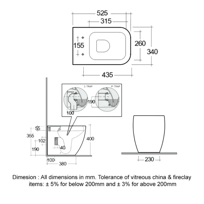 RAK Feeling Rimless Back to Wall Toilet 525mm Projection with Soft Close Seat - Matt Grey