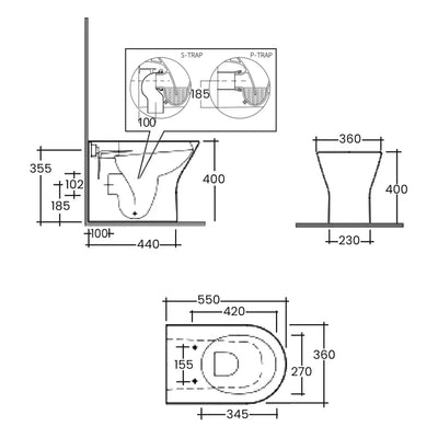 RAK Feeling Rimless Back to Wall Toilet with Soft Close Seat - Matt Cappuccino