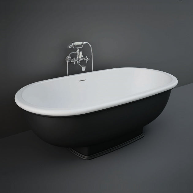 RAK Washington Black 1560mm x 810mm Double Ended Freestanding Bath - WTBT15681504