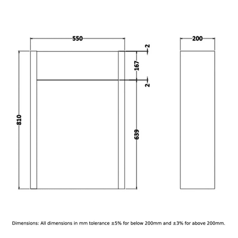 RAK Washington Back to Wall WC Unit 550mm Wide - Grey