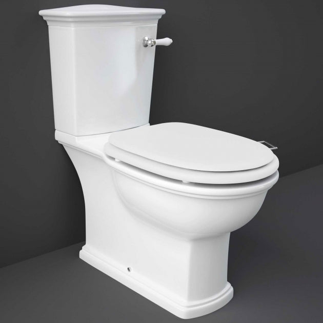 RAK Washington Close Coupled Toilet with Horizontal Outlet & Lever Cistern - White Seat